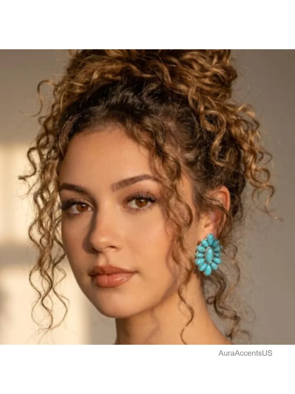 2 Pairs Western Turquoise Earrings for Women Cowgirl